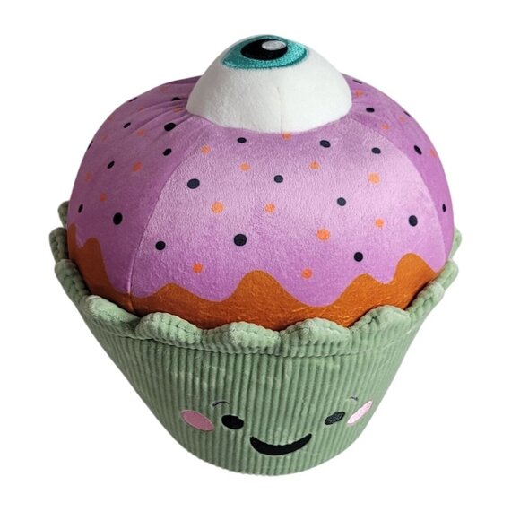 Pop! Happy Smiling Cupcake Plush Green Pink Spooky Eye On Top Ribbed NWOT - Picture 8 of 10